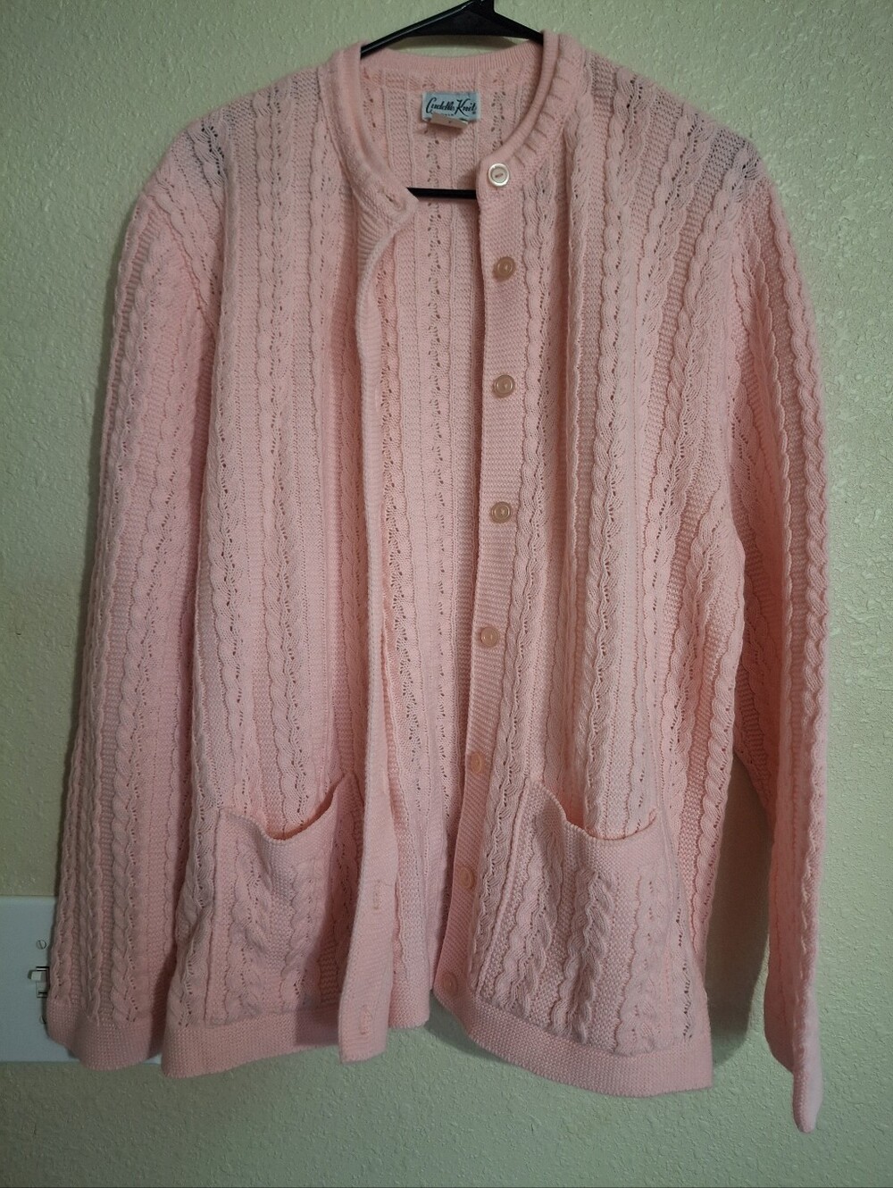 Vintage Baby Pink Button-Front Sweater